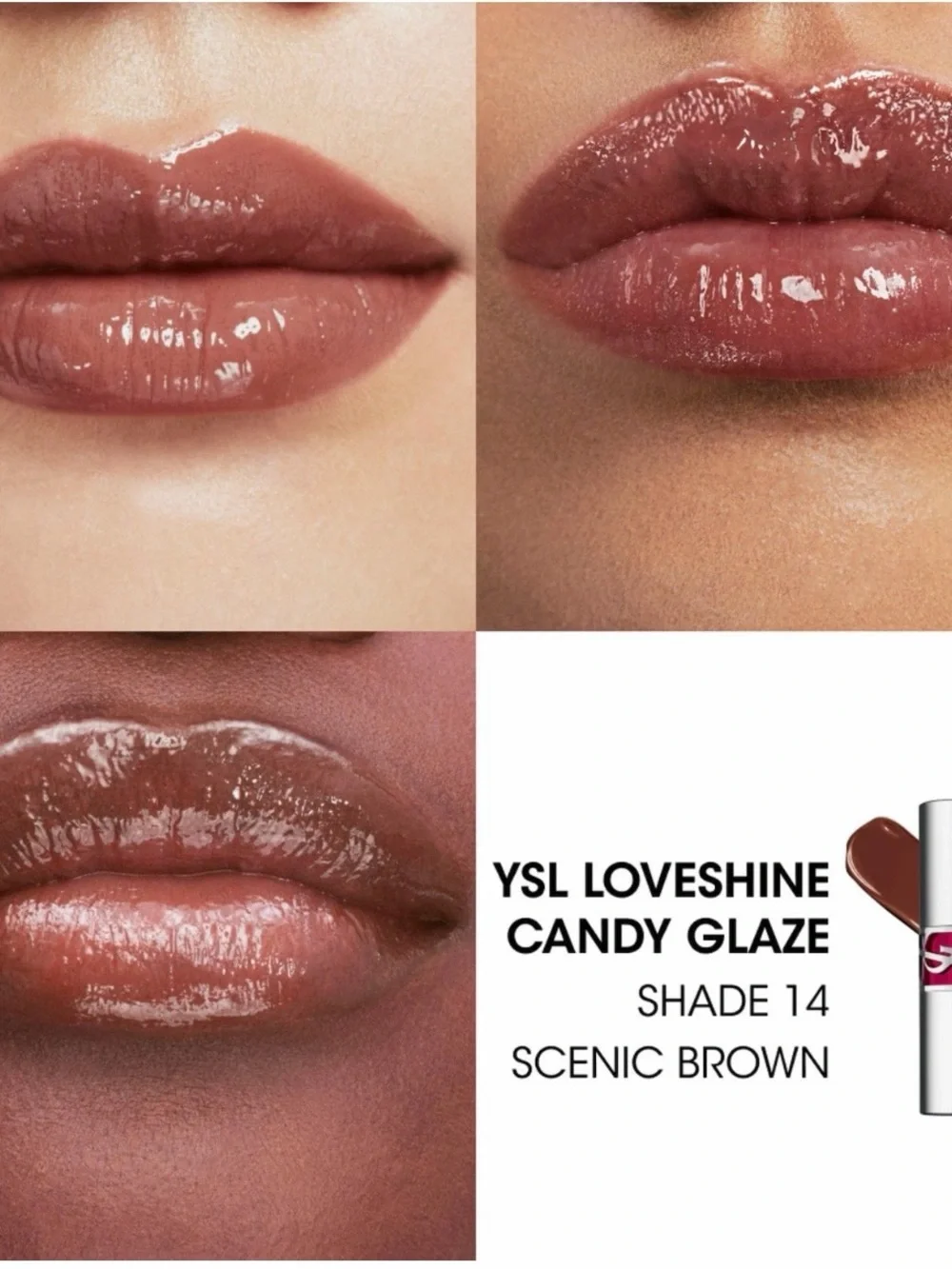 YSL Candy Glaze Lip Gloss Stick 14 SCENIC BROWN NEW IN BOX